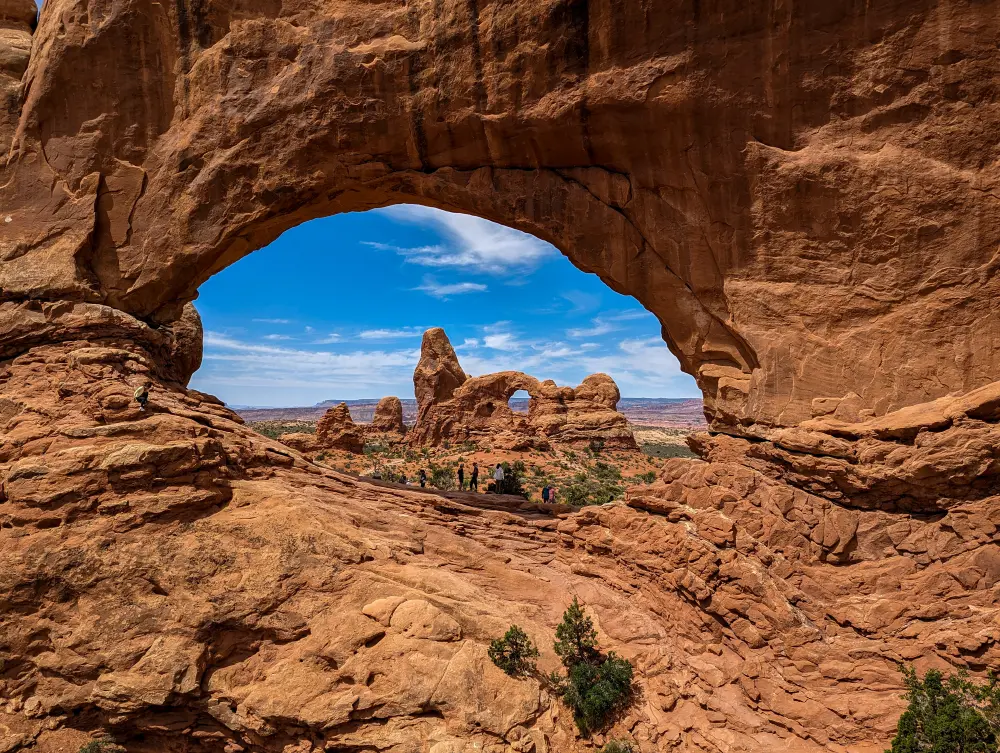 The natural formations of Turret Arch from Windows Trail.