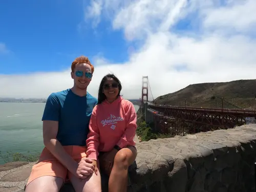 Minerva and Samuel enjoying the view of the Golden Gate Bridge, San Francisco, California