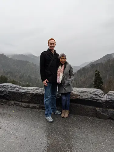 Minerva and Samuel in the Great Smoky Mountains National Park.