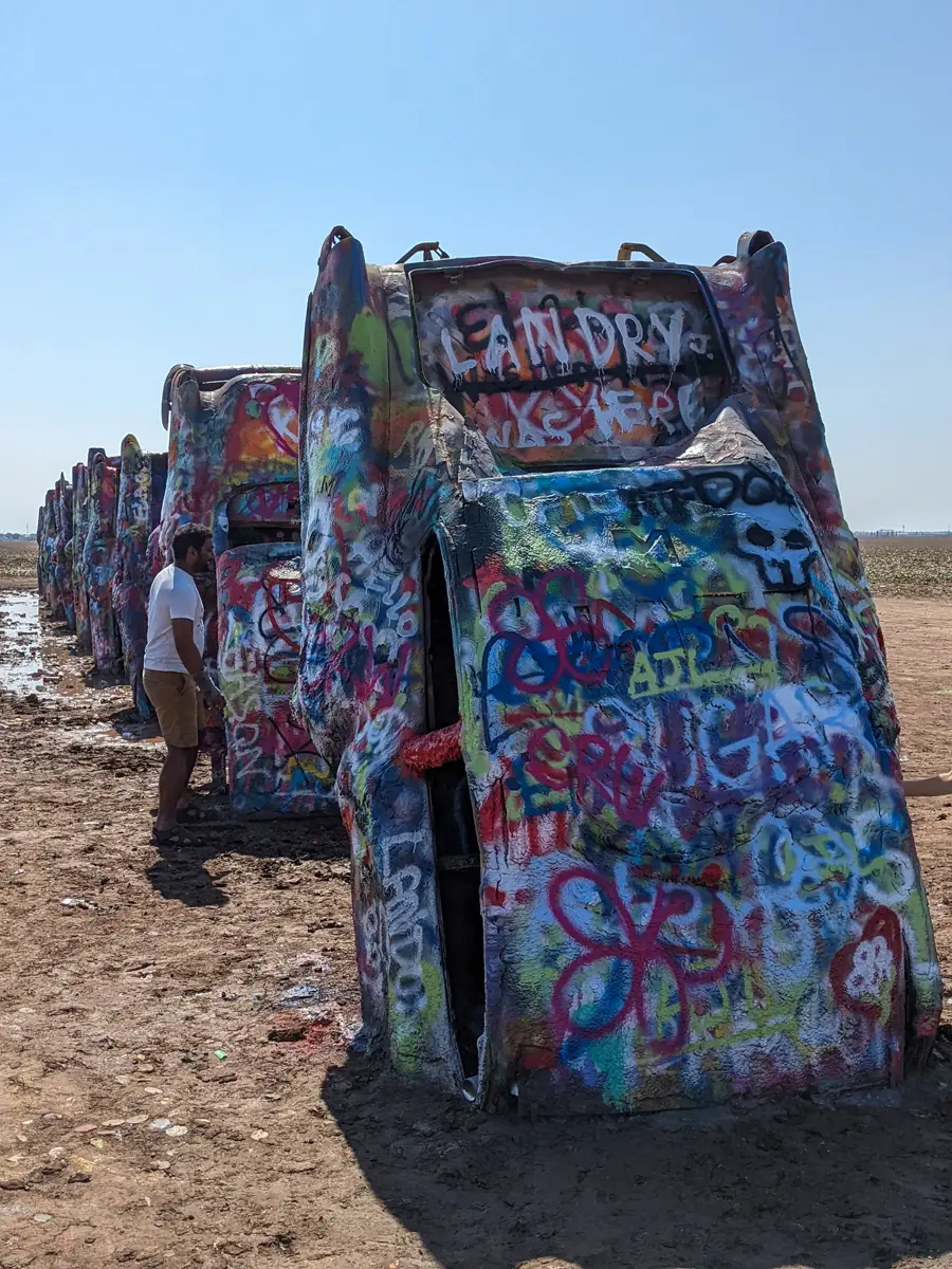 We Left Our Mark at Cadillac Ranch on Route 66