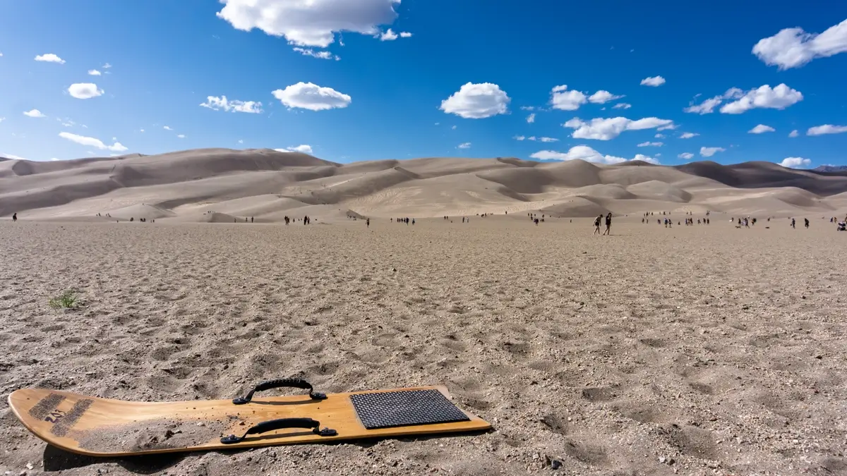 Sand Board In Front Of Great Sand Dunes National Park Great Sand Dunes National Park: An Unforgettable Colorado Landscape